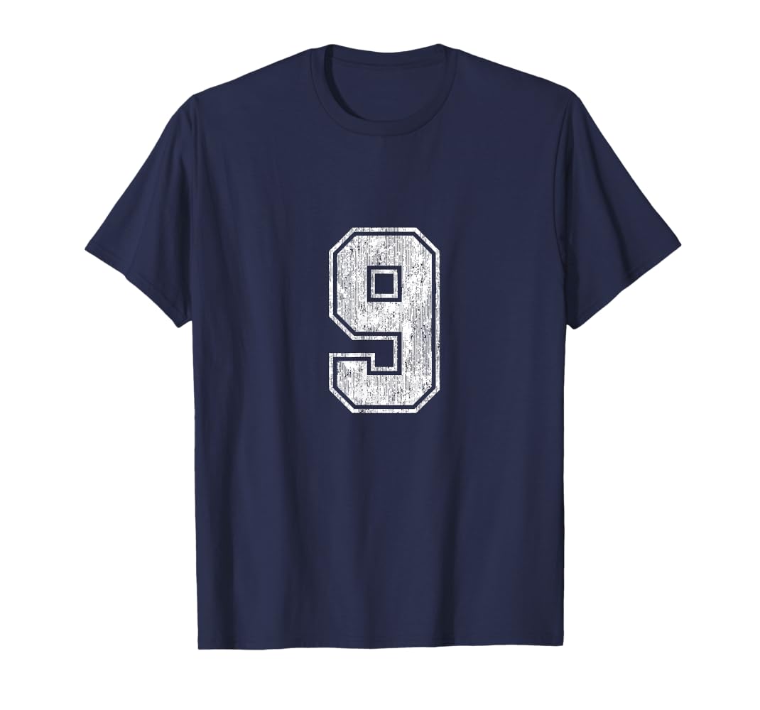 Amazon.com: Number 9 T-Shirt Vintage Nine Tee Sports Design
